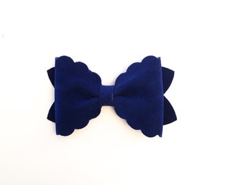 Blue velvet hair bow, Velvet hair clip, Velvet hair bow clip, Blue hair bow, Fall bows