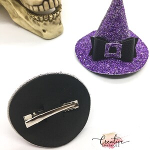 Purple witch hat hair clip, Witch gifts, Mini halloween witch hat, Halloween costume hat, halloween hair accessories, halloween hair clip image 3