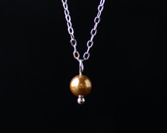 Swarovski Gold Pearl Necklace|Minimalist Handmade Jewelry|Her Bride Bridesmaid Gift|Holiday Birthday Grad Mothers Day|CareKit|FREE Shipping