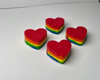 Rainbow Heart Crayons, Valentines Day Gift, Birthday Favor, Stocking Stuffer, LGBTQ gift