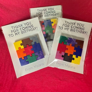 Children’s Puzzle Birthday Party Favor, Crayon Puzzle Piece Party Favor, School Birthday Party Favor, party favors for kids