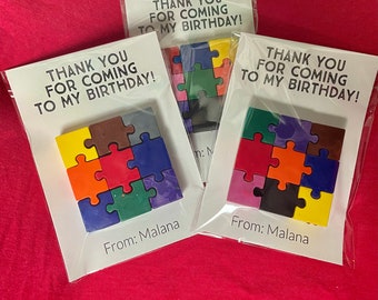 Children’s Puzzle Birthday Party Favor, Crayon Puzzle Piece Party Favor, School Birthday Party Favor, party favors for kids