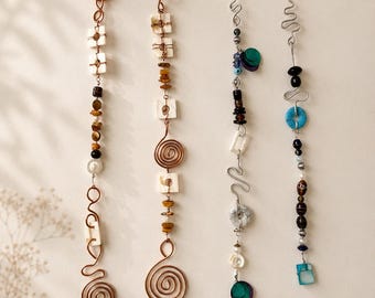 Sun Catcher & Wind Chime for Indoor and Outdoor – Handmade with Wire, Beads and Gemstones