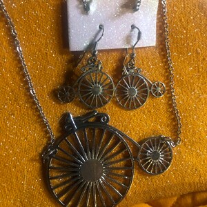 High wheel/ Penny farthing Earring and Necklace Set