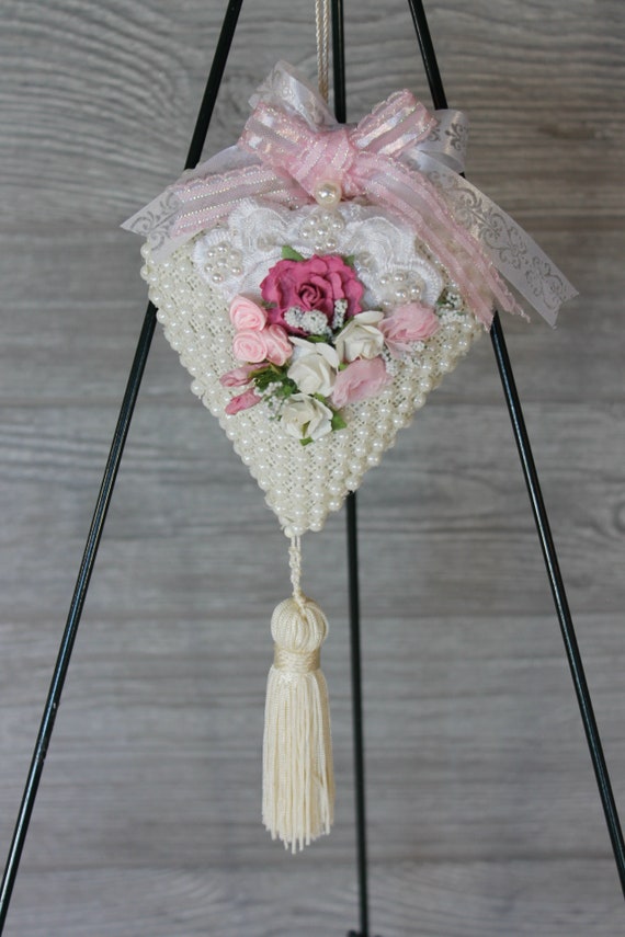 Shabby Chic flowery Metal Hanging Heart Home Decoration