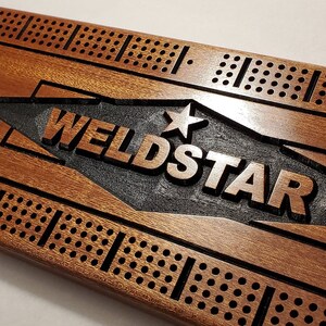 Personalized Cribbage Board, Family Name Carved, Wedding Gift, Anniversary Gift, Couples Gift, Solid Mahogany image 8