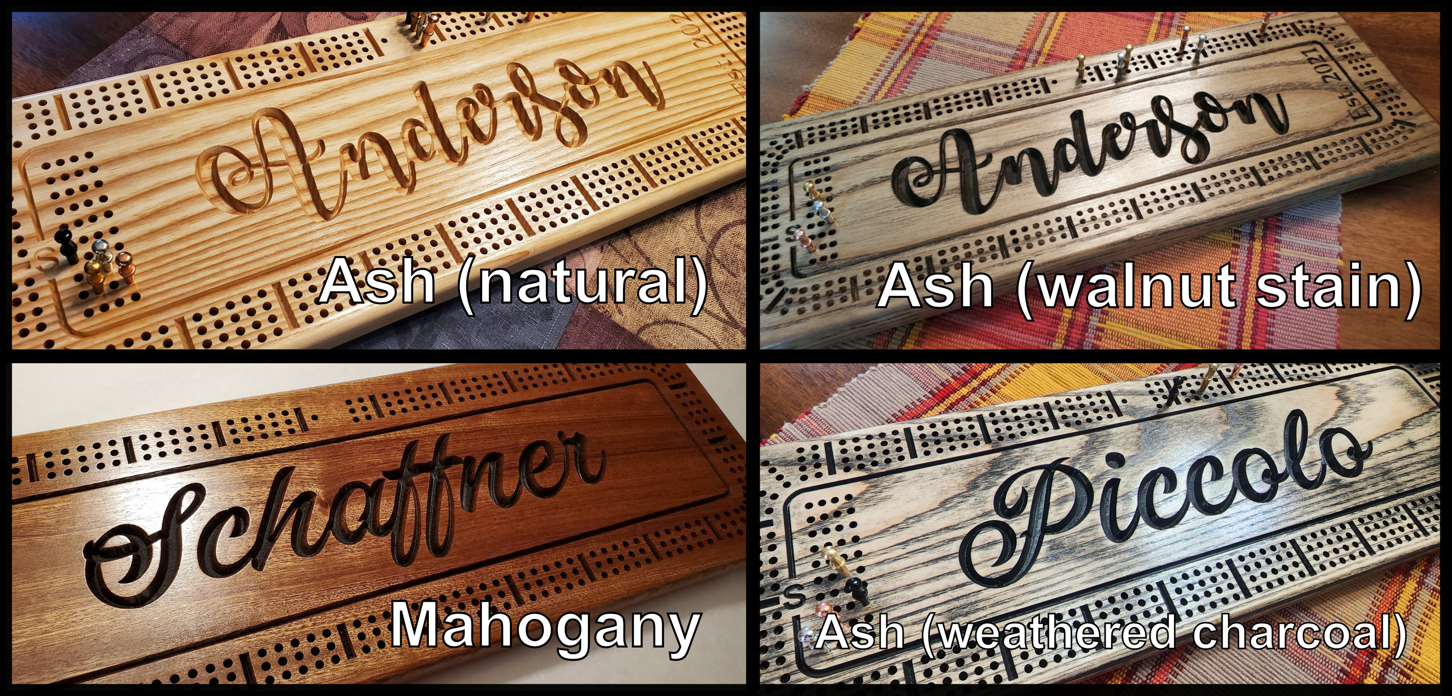 Personalized Cribbage Board, Family Name Carved, Wooden Cribbage, Wedding Gift, Anniversary Gift, Cottage Sign, Anderson Design