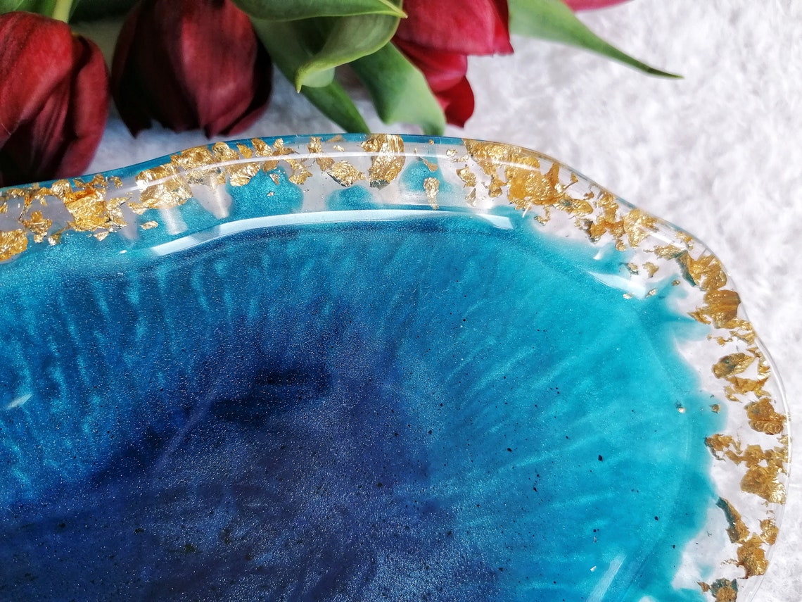 Large oval decorative tray. Resin tray resin trinket Etsy