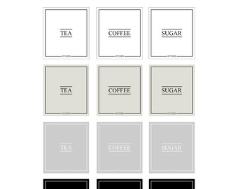 Luxury 100% Waterproof TEA COFFEE SUGAR Label Bundle | Personalised Home Kitchen Pantry Organisation Labels For Glass Storage Jars Canisters