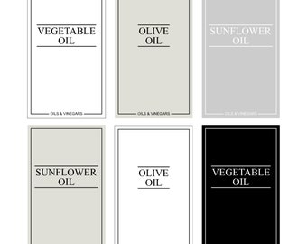 Luxury OIL & VINEGAR Labels | 100% Waterproof Labels | Sunflower Oil Olive Oil Vegetable Oil | Home Organisation Personalised Custom Labels