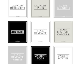 Luxury LAUNDRY Personalised Labels 100% Waterproof | Labels For Softener, Scent Boosters, Laundry Pods, Washing Powder, Storage Jar | 6x7cm