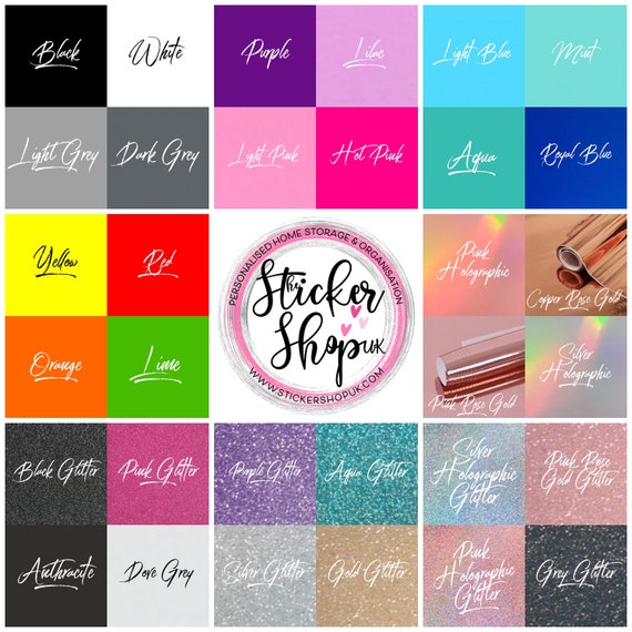 PERSONALISED METALLIC VINYL STICKER LABEL NAME FONT 3cm or 5cm UK HINCH LABELS