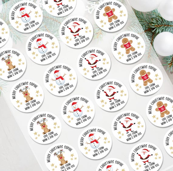 Personalised Christmas Stickers for Gift Tags Name Labels Present Wrapping | Custom Santa Stickers | Kids Xmas Labels | Personalised Gift