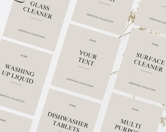 Luxe steen neutrale gepersonaliseerde waterdichte huisorganisatie-labels 7 cm x 6 cm | Voor voorraadpotten, flessencontainers 12 kleuren (ontwerp 2)