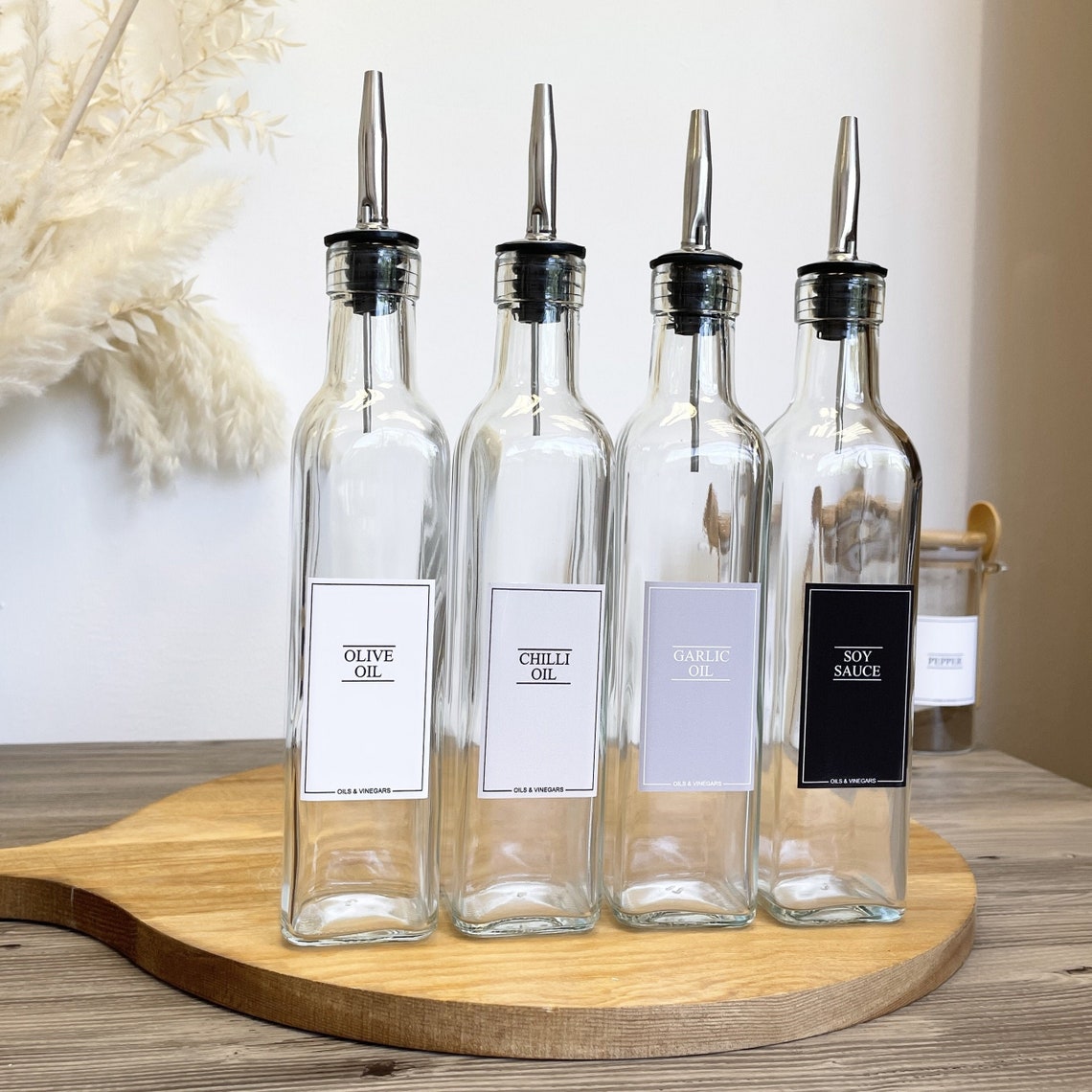 Minimal Label 250ml Glass Oil Dispenser Bottle Olive Etsy