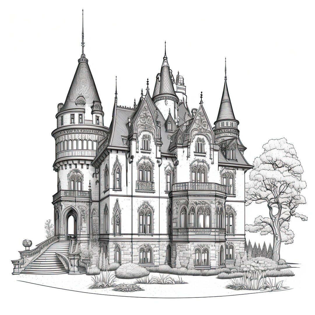 Castle Colouring Pages for Adults - Etsy