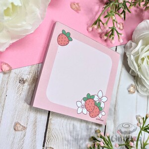 Strawberry 3x3 Memo Pad // Cute, Kawaii, Fruit, Stationery, Spring ...