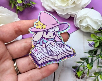 Glittery Sheep Witch Waterproof Vinyl Sticker // Glitter Effect, Cute stationery, Kawaii Planner Stationery