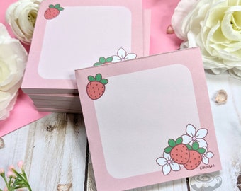 Strawberry 3x3 Memo Pad // Cute, Kawaii, Fruit, Stationery, Spring, Paper Decor, Planning