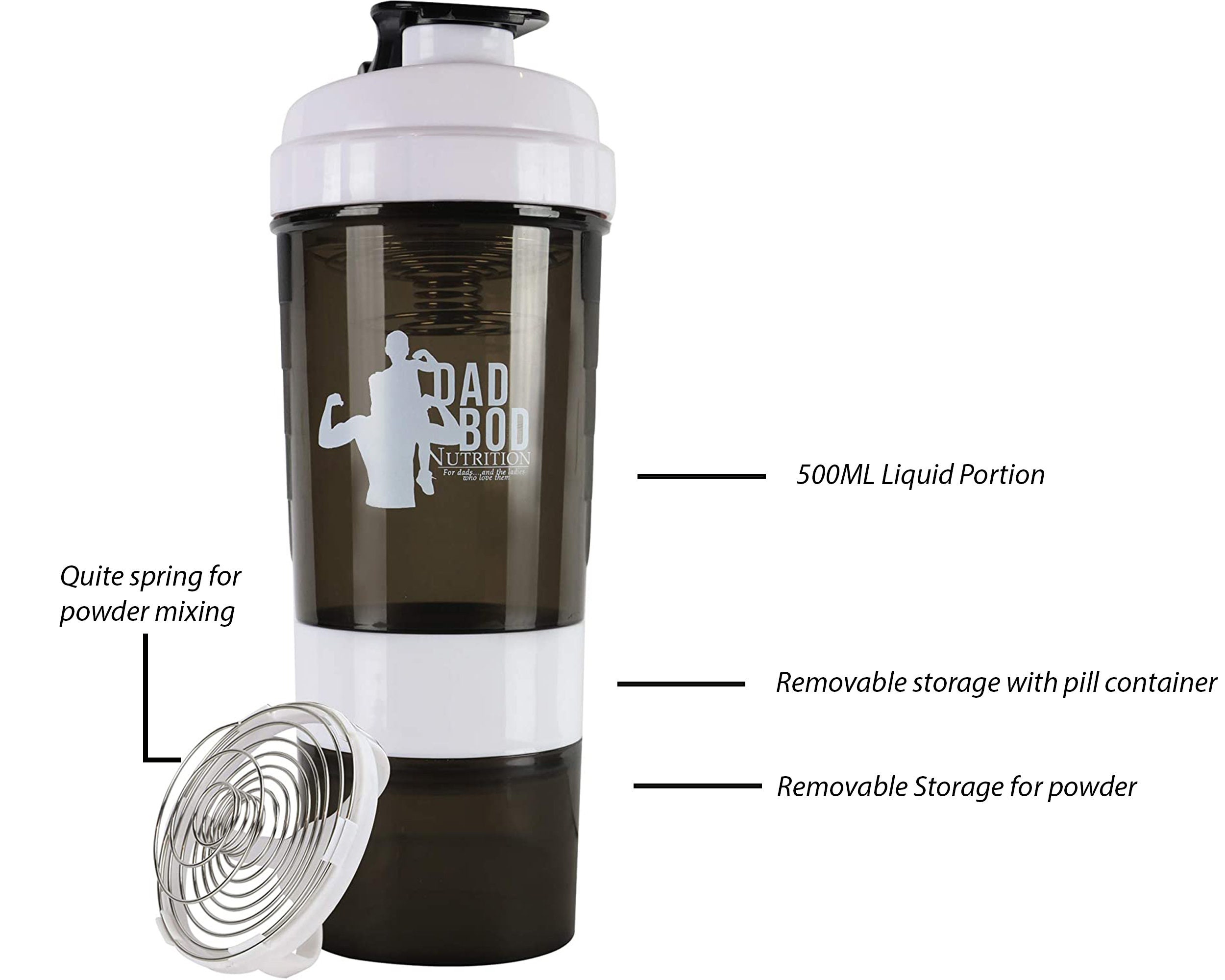 Funny Protein Shaker Bottle by Dad Bod Nutrition With 3 Part