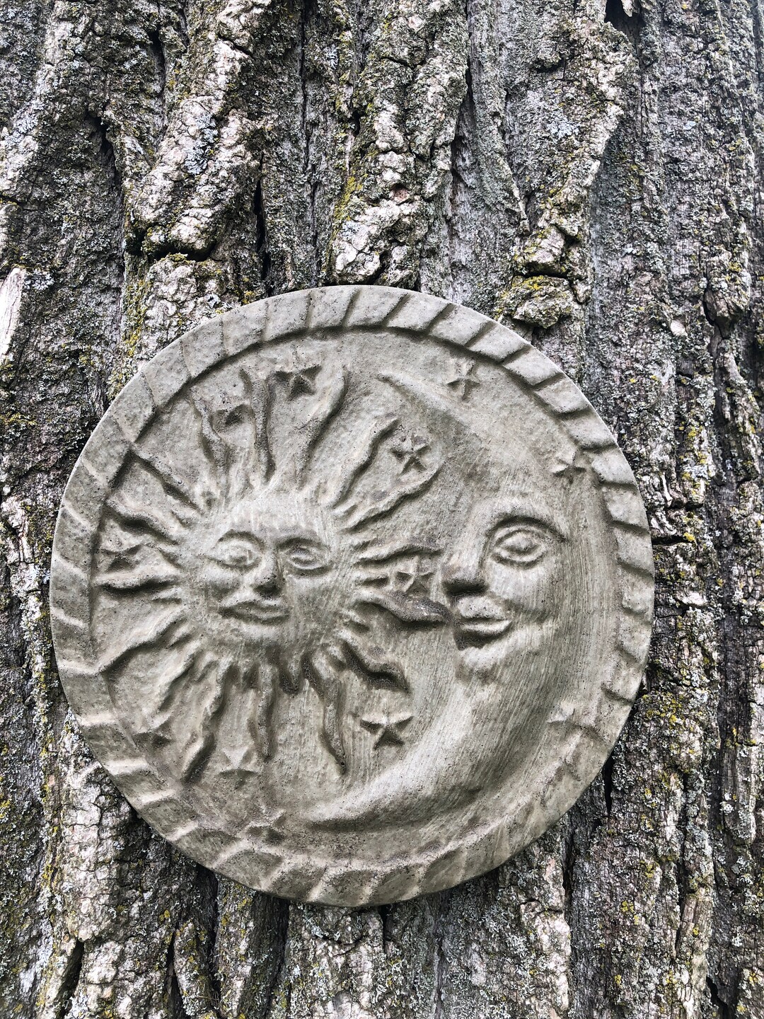 Hanging Plaque,sun Moon Plaque, Garden Decor,cement Plaque, Garden Plaque,concrete Plaque,wall