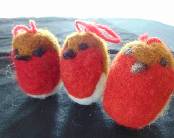 Kit for Felted Christmas Robin Tree Decoration