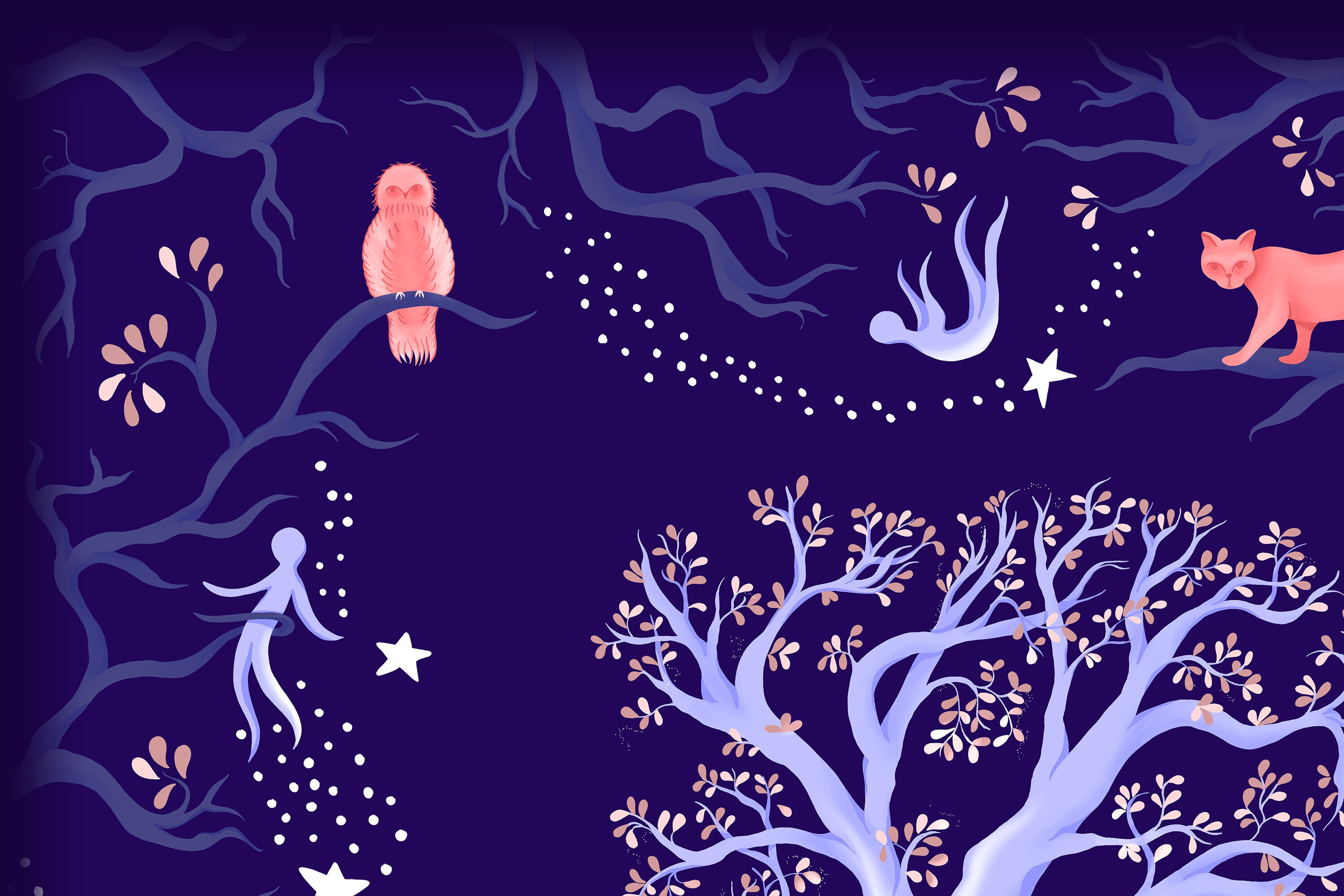 Moon Tree Art Print | Etsy
