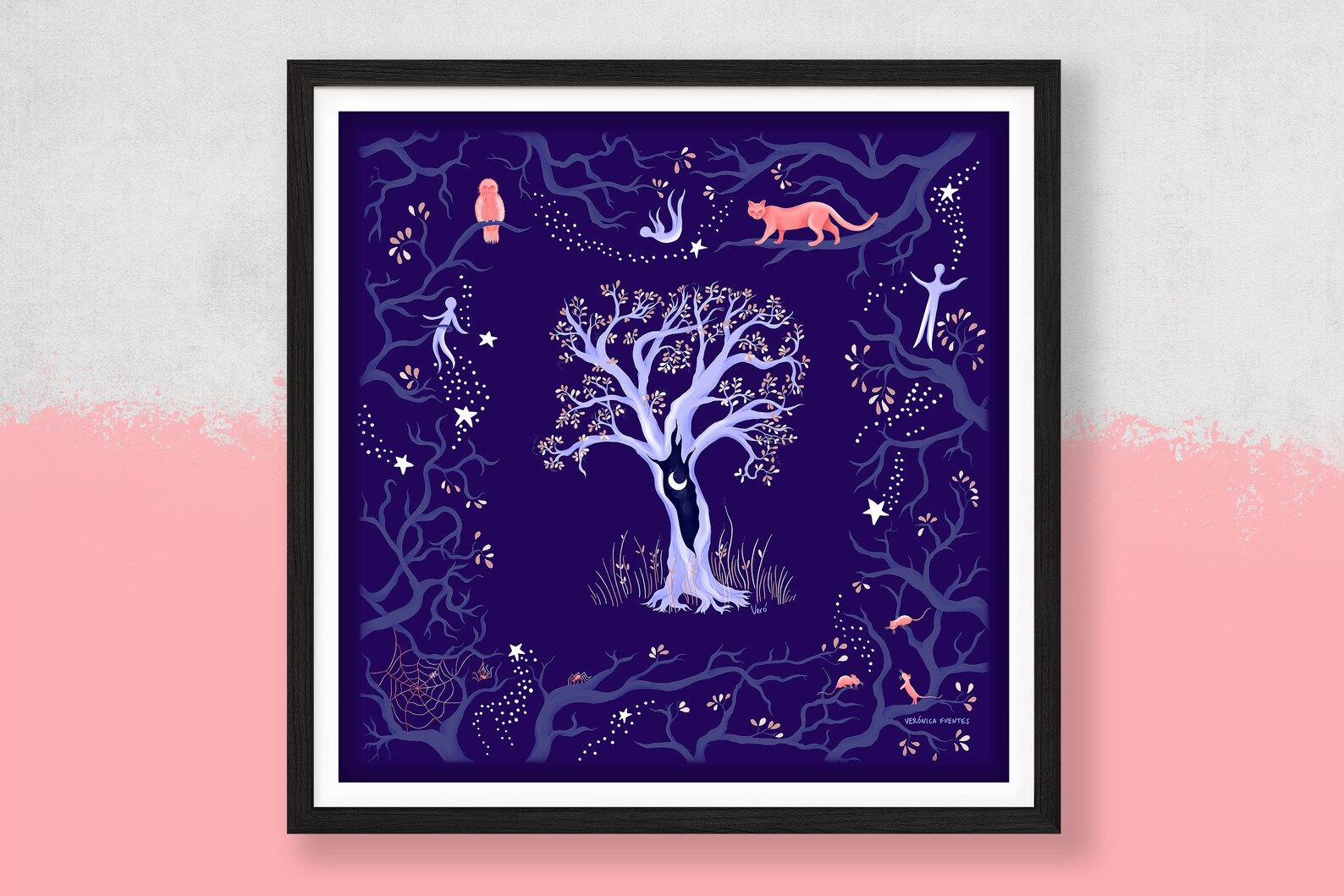 Moon Tree Art Print | Etsy