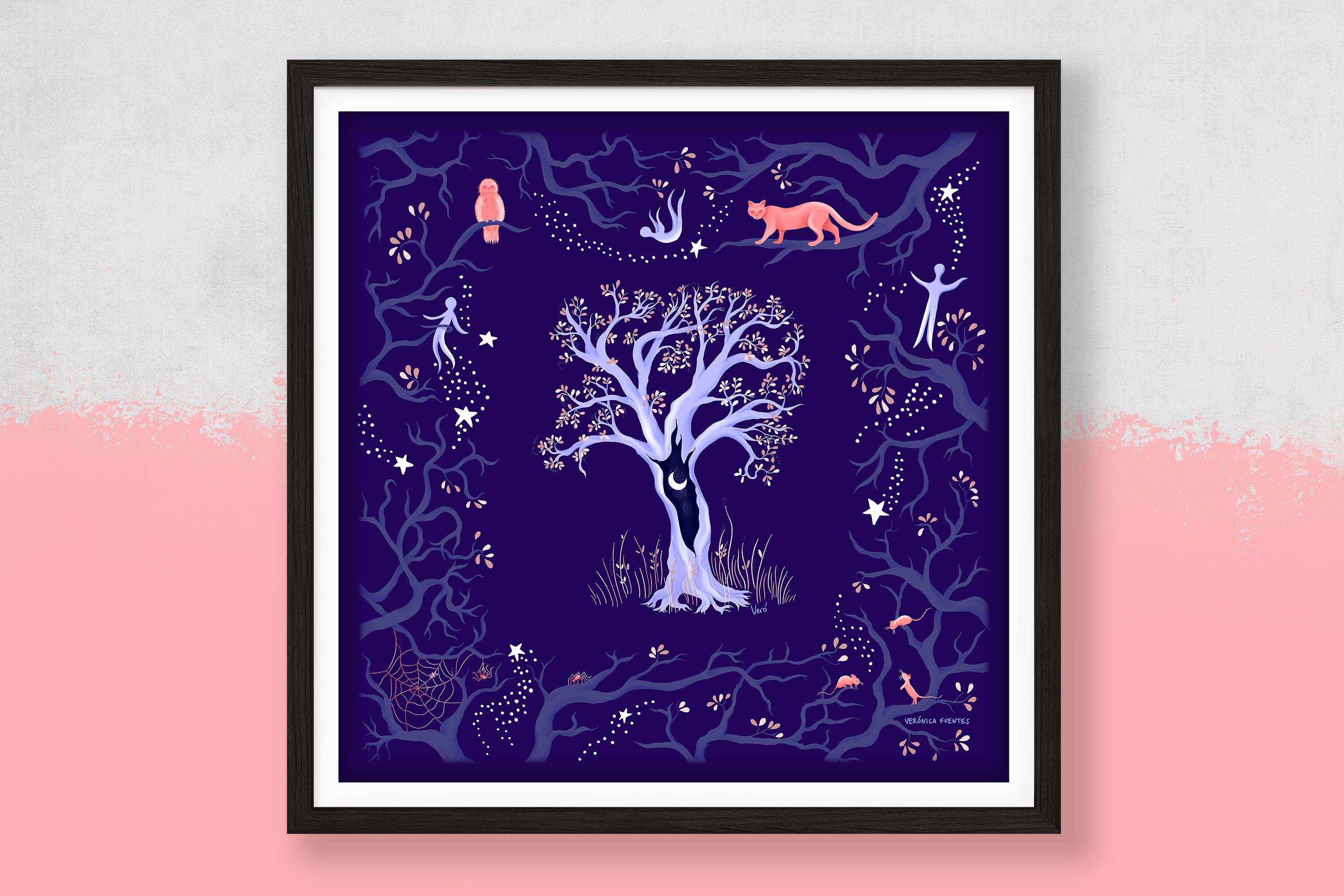 Moon Tree Art Print | Etsy