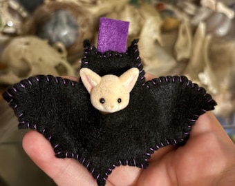 Calico Critters Bat Felt Pouch Bag Charm | Hand Made | Keychain | Halloween