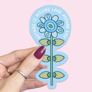 Bloemenblokprint sticker geestelijke gezondheid kunst vinyl inspirerende zelfliefde feministische sticker positiviteit sticker waterflessen mindful kunst cadeau
