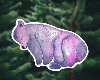 Watercolor Sleepy Bear Sticker: Waterproof Vinyl Animal Decal