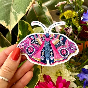 Colorful Feminist Butterfly Sticker: Waterproof Vinyl Gouache Art