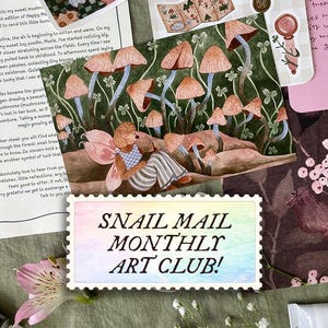 Abbonamento mensile Happy Mail con stampa artistica e adesivo Snail Mail