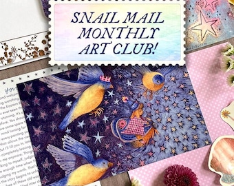 Miesięczny wydruk artystyczny i naklejka Snail Mail Club Happy Mail Snailmail Subscription Box Kit