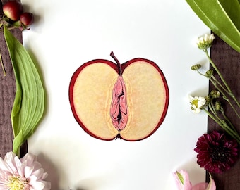 Apple Yoni Art Print: Feminist Body Positive Watercolor Illustration