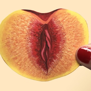 Pfirsich Feministische wasserdichte Aufkleber Yoni Vinyl Sticker Body Positive Aufkleber Vagina Art Vulva Fruit Fine Art Sticker feministisches Geschenk für sie