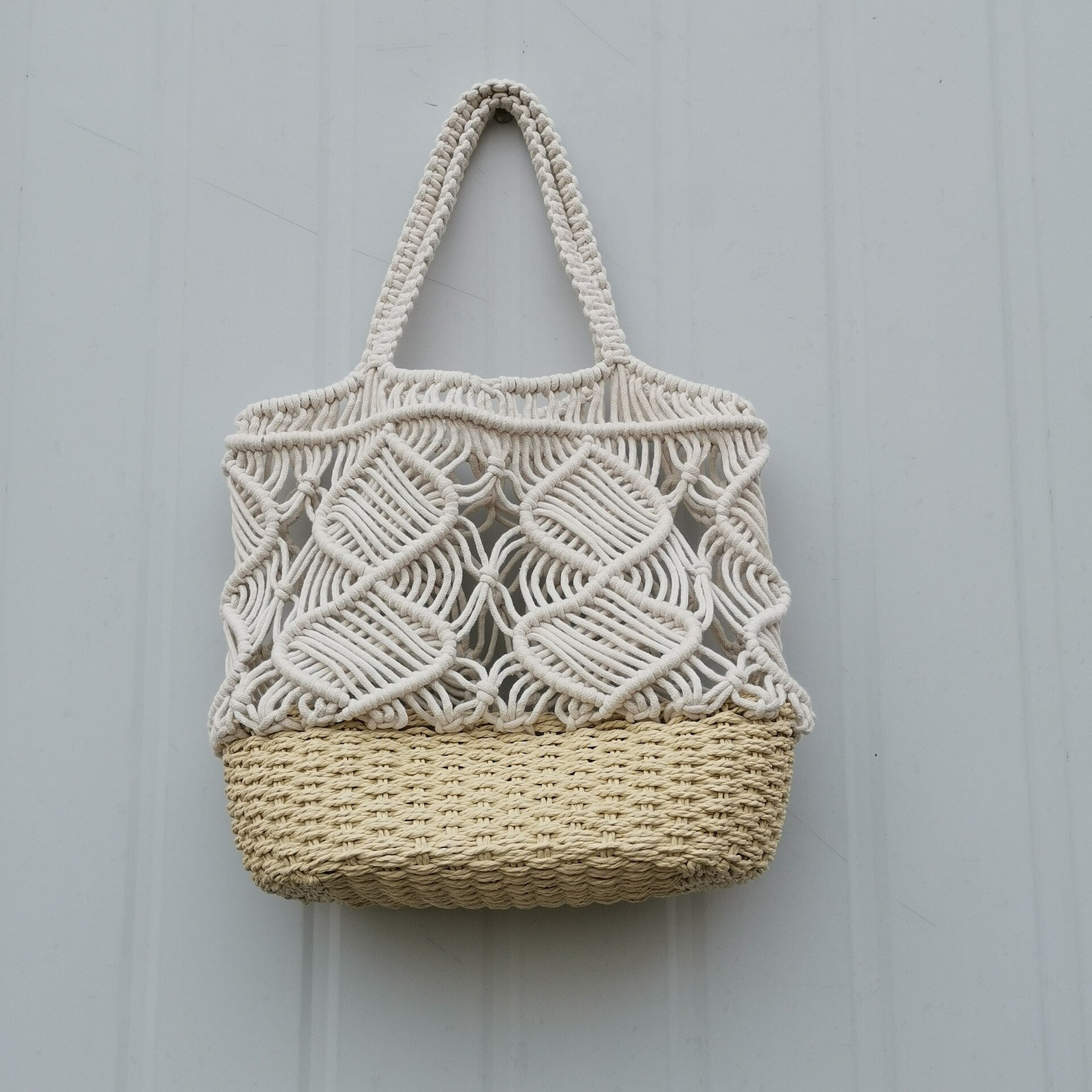 Cotton Rope Woven Women's Handbag Shopper Knitted Shoulder - Etsy