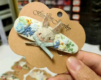 Hand Embroidered Hair Clips Hand Embroidery Embroidered Clip Embroidered Hairclip