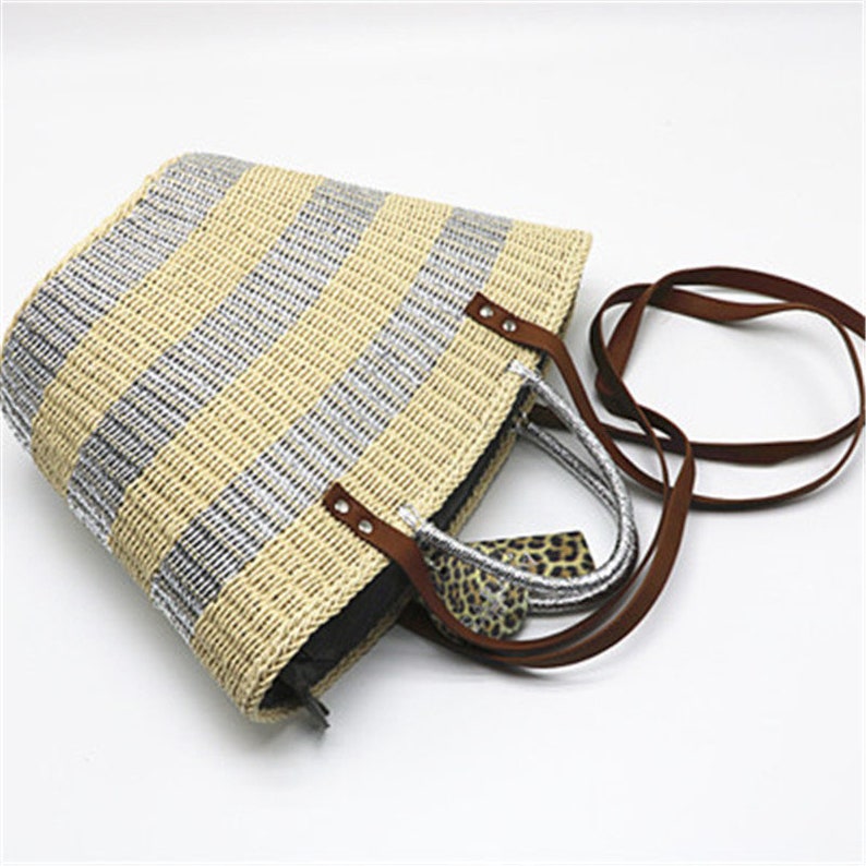 Woven Bag Manual Straw Knit Beach Totes Bag Bucket Summer Gold Etsy