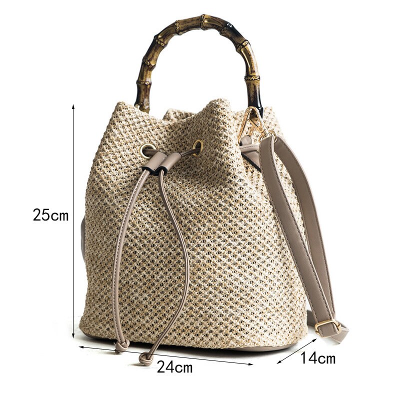 Women Bucket String Beach Bags Summer Knitting Straw Bag Etsy