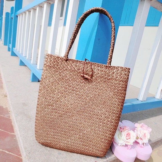 Large Fashion Straw Woven Tote Bag Summer Beach Fashion Handbag Designer  Tote