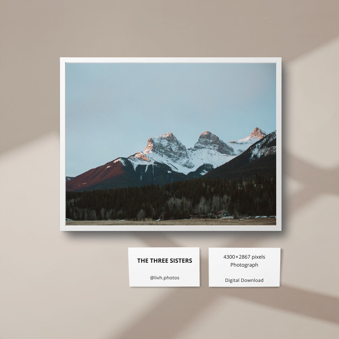 Three Sisters Canmore Printable Photography Canadian Rockies Wall Art ...