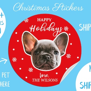 100 Personalized Custom Merry Christmas Holiday Stickers, Custom Your Pet face Stickers,Gift Stickers, Card Stickers, Cooking and Baking