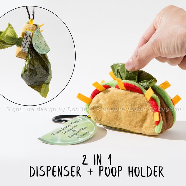 Taco Poop Bag Dispenser and Poop Holder - 2 in 1 waste bag dispenser with poop holder