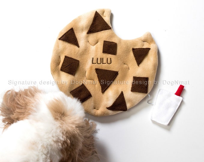 Tapis de snuffle de biscuit aux pépites de chocolat-Jouet pour chien fait à la main, jouet pour animaux de compagnie, interactif, exercice mental, cadeau pour animaux de compagnie, jeu cérébral, jeu mentalement stimulant