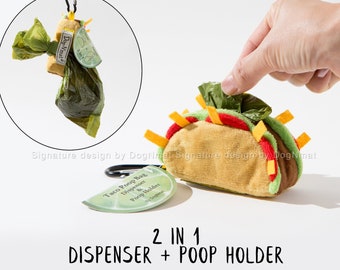 Taco Poop Bag Dispenser and Poop Holder - 2 in 1 waste bag dispenser with poop holder