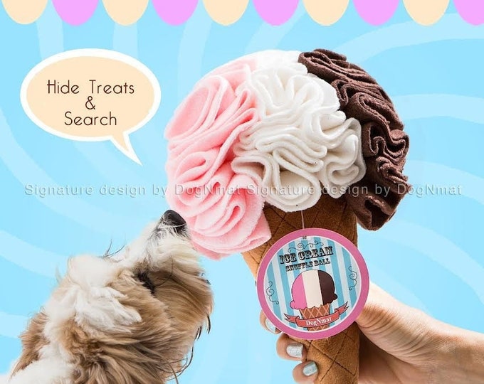 Boule à priser crème glacée - jouets pour chiens, boule à priser, interactif, exercice mental, cadeau pour chien, jeu de réflexion, jeu de stimulation mentale