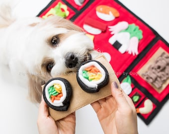 Bento Snuffle Mat Dog Toy, Sushi snuffle mat, interactive, mental exercise, dog gift, brain game, mentally stimulating game, Feeding Mat