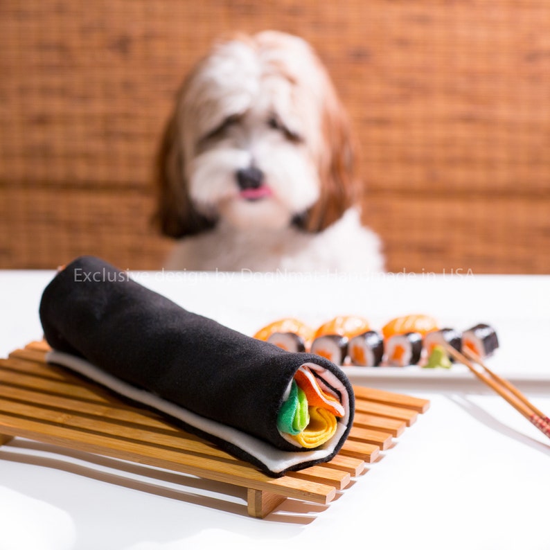 Handmade Sushi snuffle dog toy. dog toys, snuffle mat, interactive, mental exercise, dog gift, brain game image 1